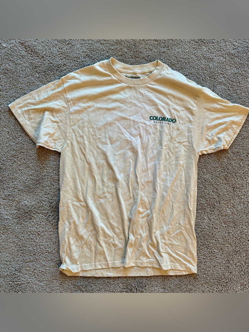 BrandMakers Colorado Grand Lake Men’s Lg Off-White Graphic Tshirt. NWOT Rd Descr